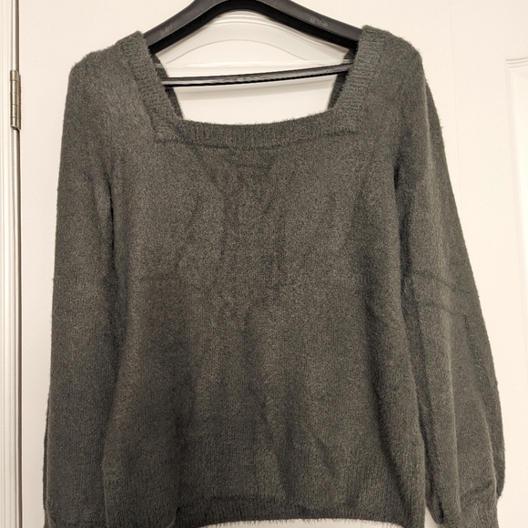 Feather Yarn Square Neck Pullover - Picture 3 of 6